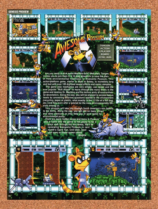 1993 Awesome Possum Genesis Original Ad v2 - for just $17.99! 