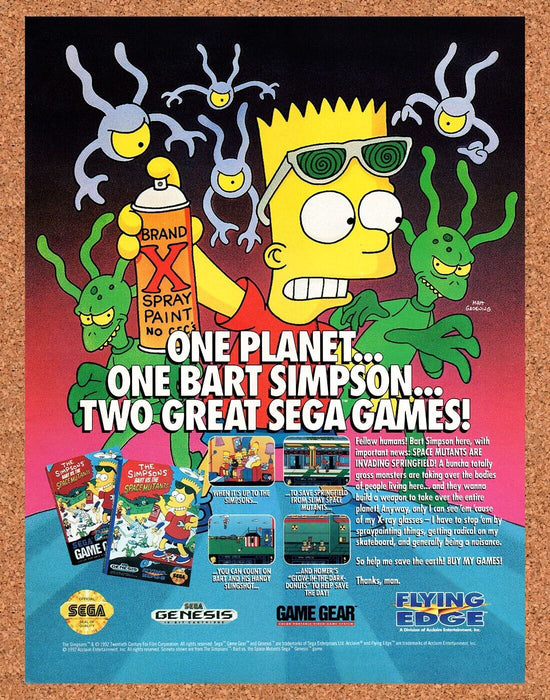 1992 Bart vs The Space Mutants Genesis Original Ad - for just $18.99! 