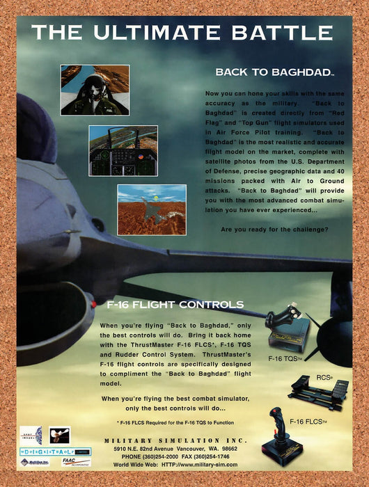 1996 Thrustmaster F-16 Flight Controls Original Ad v3 - for just $17.99! 