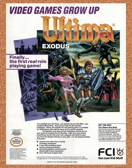 1990 Ultima Exodus NES Original Ad - for just $18.99! 