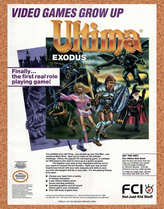 1990 Ultima Exodus NES Original Ad - for just $18.99! 