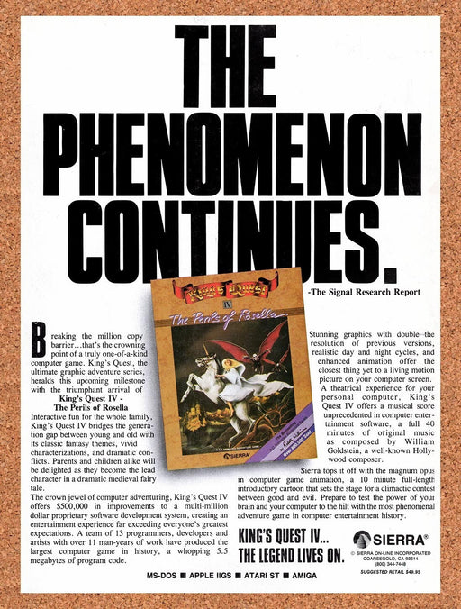 1989 Kings Quest IV The Perils Of Rosella MS-DOS Original Ad v1 - for just $18.49! 
