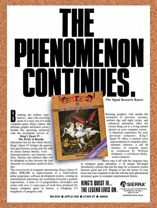 1989 Kings Quest IV The Perils Of Rosella MS-DOS Original Ad v1 - for just $18.49! 