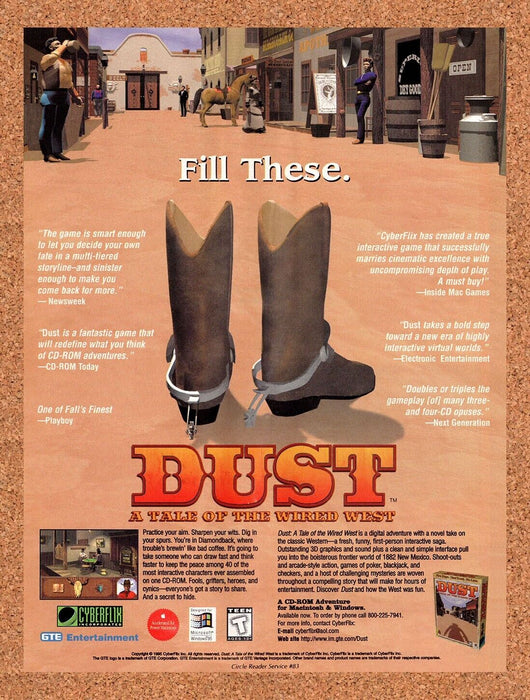 1995 Dust A Tale Of The Wired West PC Original Ad - for just $17.99! 