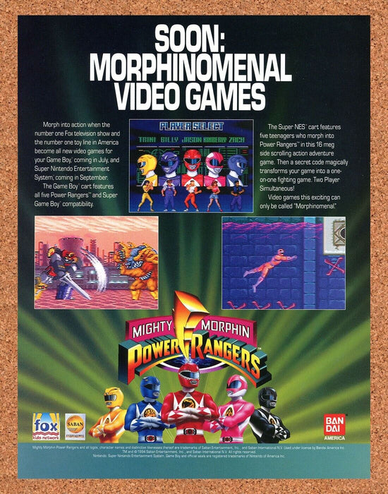 1994 Power Rangers SNES Original Ad v1 - for just $17.99! 
