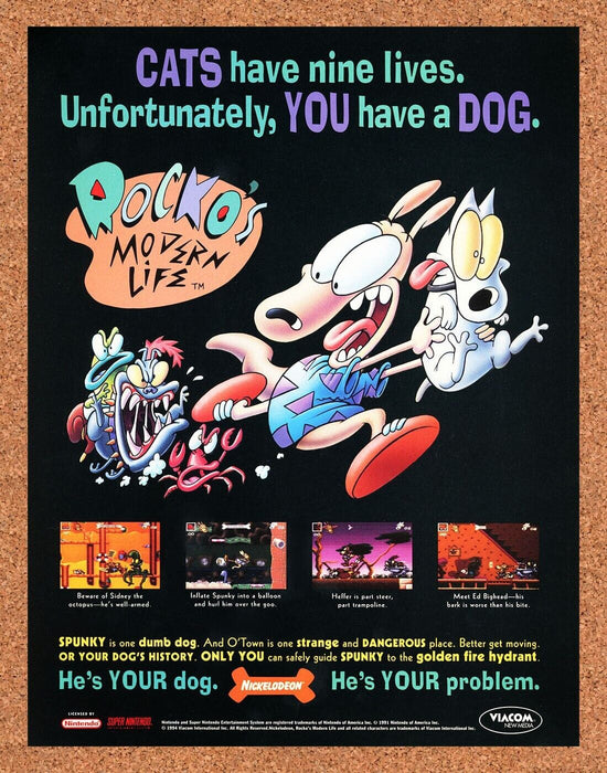 1994 Rocko's Modern Life SNES Original Ad - for just $17.99! 