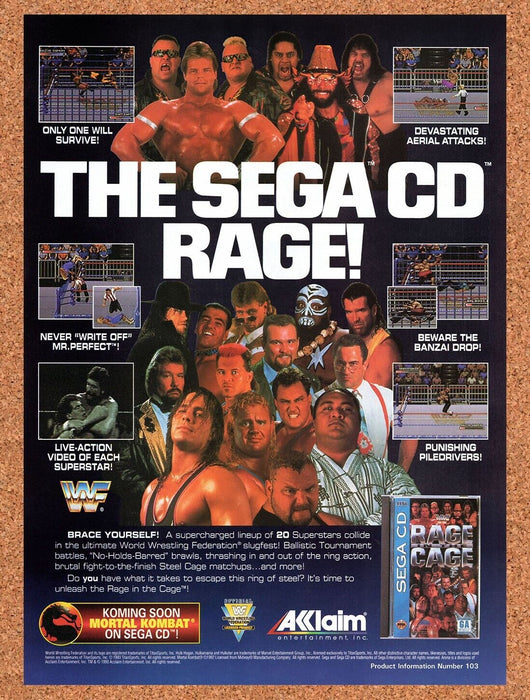 1994 Rage In The Cage Sega CD Original Ad v1 - for just $17.99! 