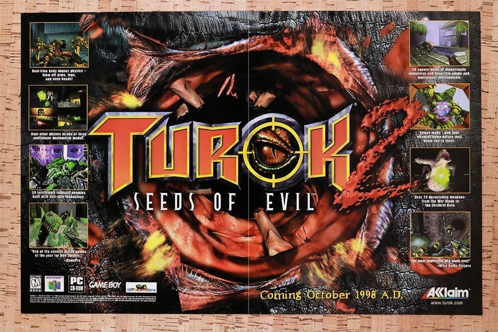1998 Turok 2 Seeds Of Evil N64 Original Ad v3 - for just $21.49! 