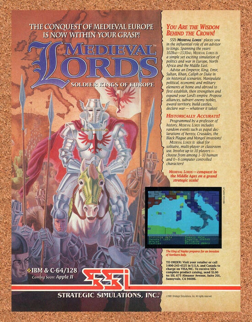 1991 Medieval Lords IBM Original Ad v1 - for just $17.99! 
