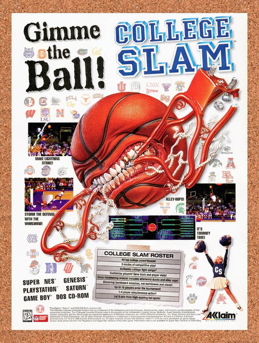 1996 College Slam SNES Original Ad v1 - for just $17.99! 