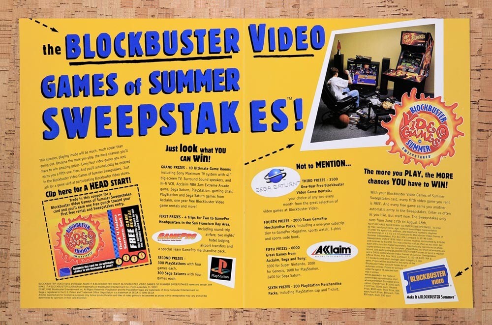 1996 Blockbuster Games Of Summer Sweepstakes Original Ad v14 - for just $22.49! 