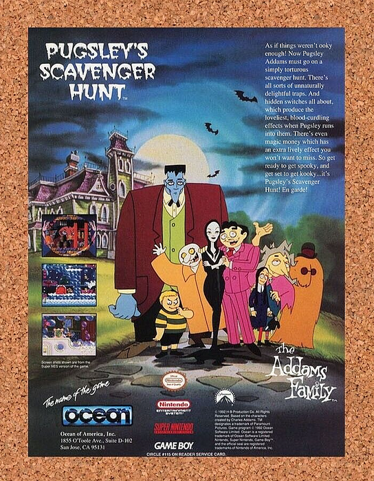 1992 The Addams Family Pugsley's Hunt NES Original Ad - for just $17.99! 