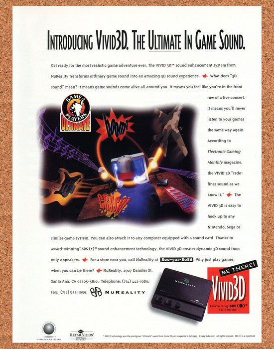 1994 Vivid3D NuReality Sound Enhancer Original Ad - for just $17.99! 