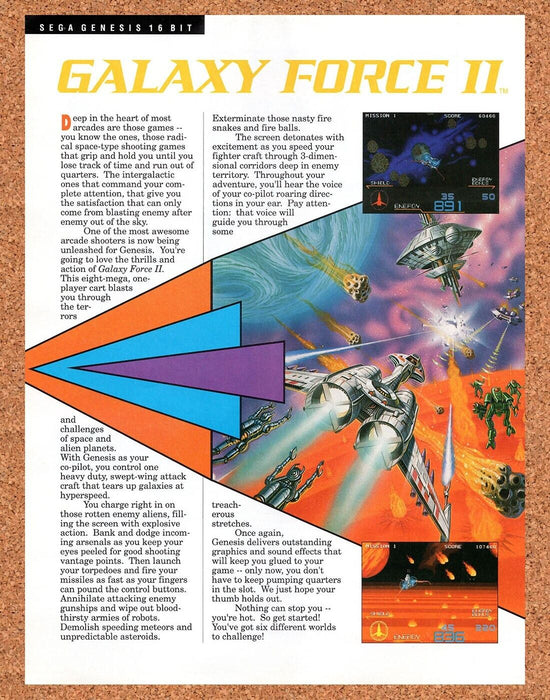1992 Galaxy Force II Genesis Original Ad - for just $17.99! 