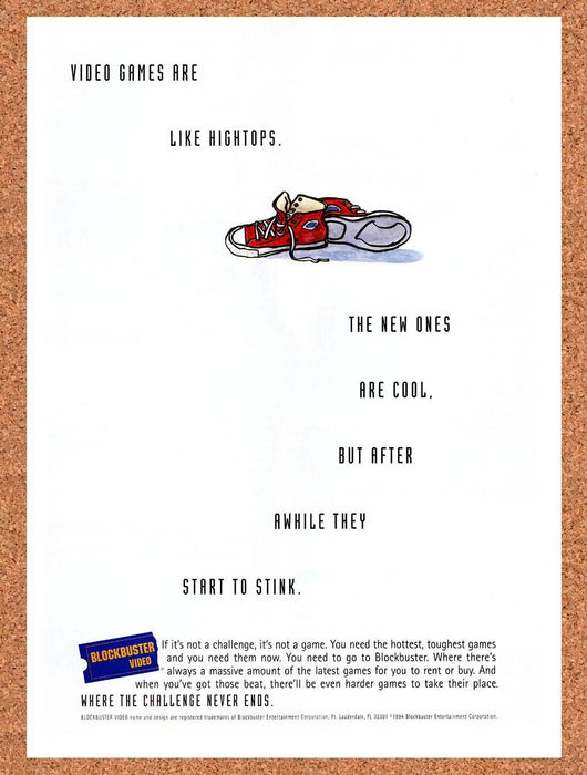 1994 Blockbuster Game Rentals Original Ad v2 - for just $17.99! 