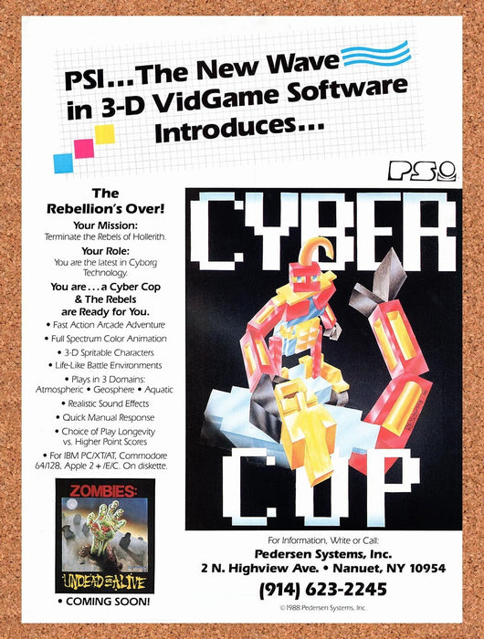 1989 Cyber Cop Commodore 64 Original Ad v2 - for just $18.29! 