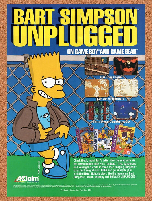 1994 Bart Vs The World Game Boy Game Gear Original Ad v1 - for just $18.49! 