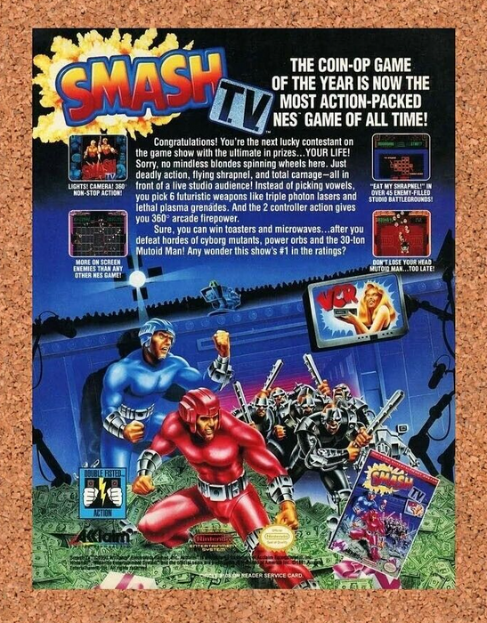 1992 Smash TV NES Original Ad - for just $17.99! 