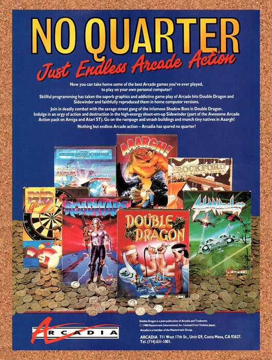 1989 Arcadia Double Dragon Arcade Games On Amiga Original Ad v1 - for just $17.99! 