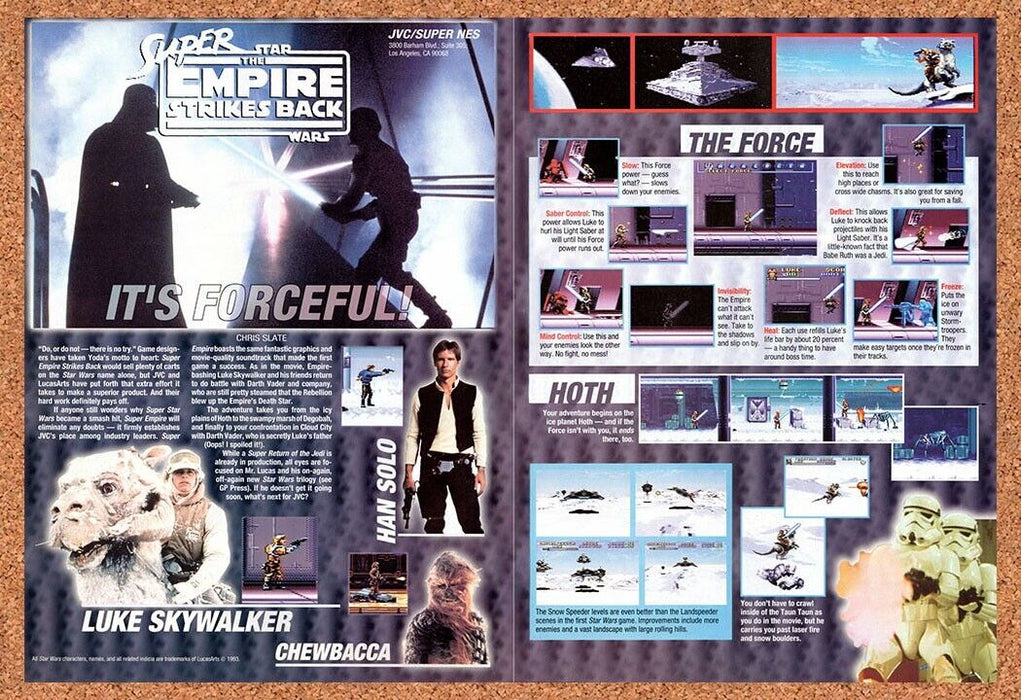 1993 Super Empire Strikes Back SNES Original Ad v2 - for just $21.49! 
