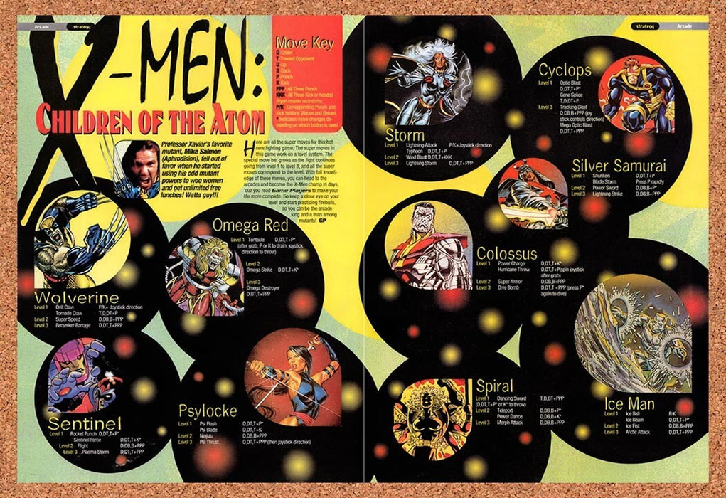 1995 X-Men Children Of The Atom Arcade Move Key Original Ad v2 - for just $21.49! 
