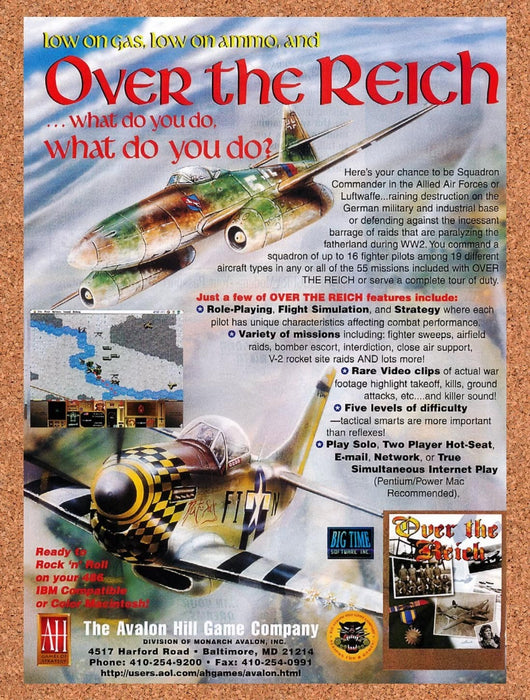 1996 Over The Reich PC Original Advertisement v1 - for just $19.49! 
