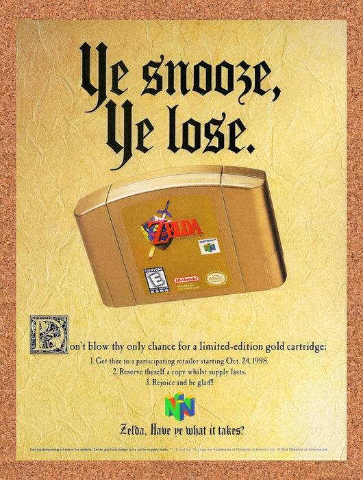 1998 Zelda Ocarina Of Time N64 Original Ad v3 - for just $19.49! 