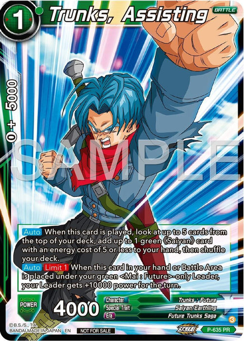 Trunks, Assisting (Zenkai Series Tournament Pack Vol.9) (P-635) [Promotion Cards] - for just $0.55! 