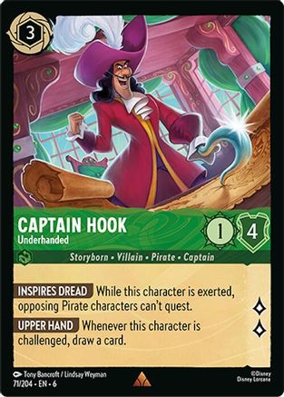 Captain Hook - Underhanded (71/204) - Azurite Sea Cold Foil - Just $0.25! Shop now at Retro Gaming of Denver