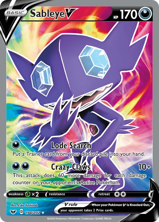 Sableye V (194/202) [Sword & Shield: Base Set] - for just $5.30! 