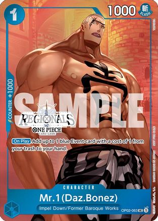 Mr.1 (Daz.Bonez) (Online Regional 2024 Vol. 3) (OP02-063) - One Piece Promotion Cards - for just $2.28! 