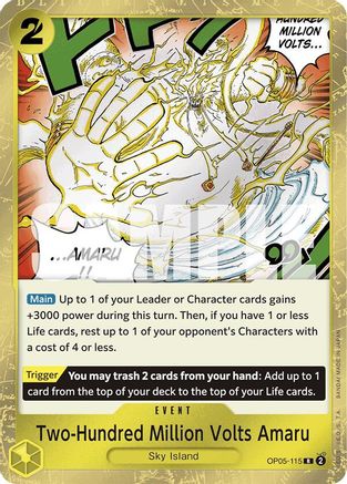 Two-Hundred Million Volts Amaru (Jolly Roger Foil) (OP05-115) - Premium Booster -The Best- Foil - for just $0.13! 