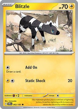 Blitzle 062/191 - SV08 Surging Sparks Reverse Holofoil - for just $0.05! 