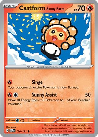 Castform Sunny Form 020/191 - SV08 Surging Sparks - for just $0.05! 
