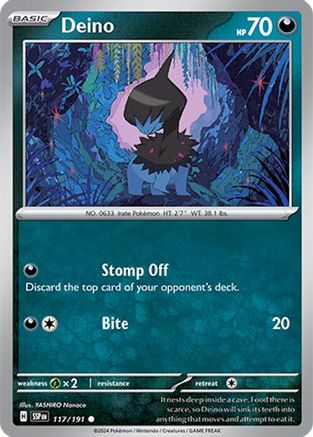 Deino 117/191 - SV08 Surging Sparks Reverse Holofoil - for just $0.12! 