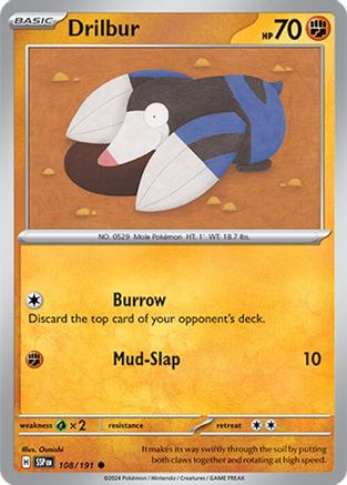 Drilbur 108/191 - SV08 Surging Sparks Reverse Holofoil - for just $0.08! 