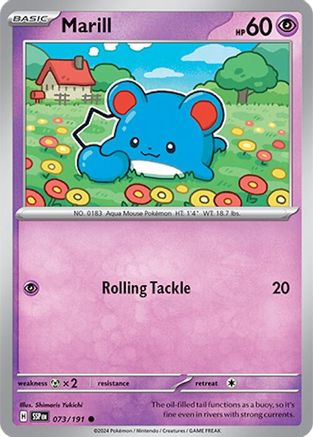 Marill 073/191 - SV08 Surging Sparks Reverse Holofoil - for just $0.05! 
