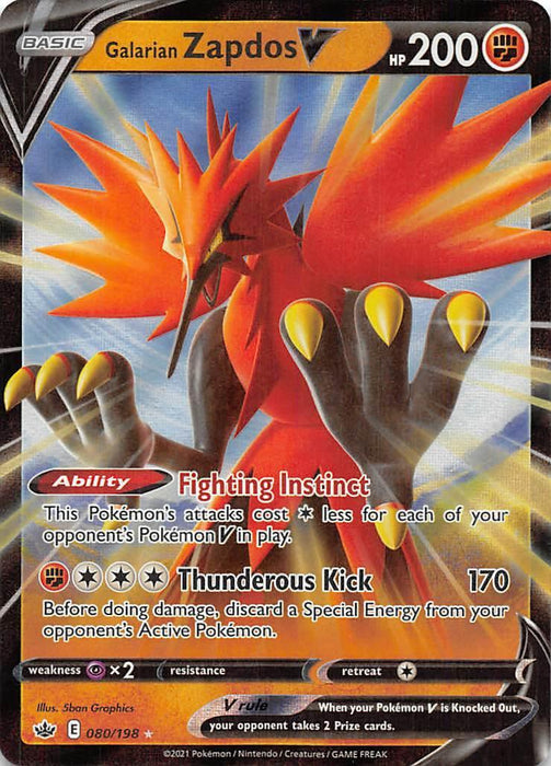Galarian Zapdos V (080/198) [Sword & Shield: Chilling Reign] - for just $0.50! 