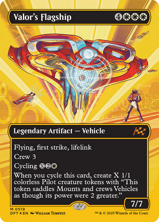 Valor's Flagship (DFT-519) - Aetherdrift (Borderless) Foil - for just $3.08! 