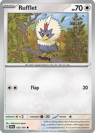 Rufflet 152/191 - SV08 Surging Sparks Reverse Holofoil - for just $0.08! 