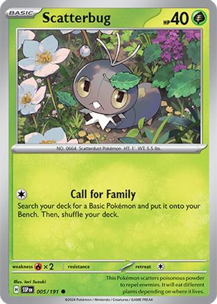 Scatterbug 005/191 - SV08 Surging Sparks Reverse Holofoil - for just $0.08! 