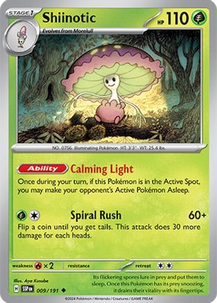 Shiinotic 009/191 - SV08 Surging Sparks Reverse Holofoil - for just $0.05! 