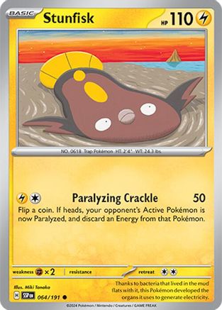 Stunfisk 064/191 - SV08 Surging Sparks Reverse Holofoil - for just $0.08! 