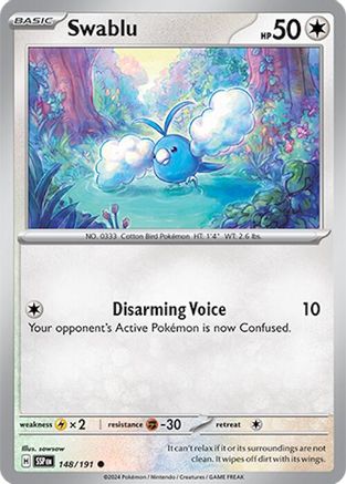 Swablu 148 - SV08 Surging Sparks Reverse Holofoil - Just $0.05! Shop now at Retro Gaming of Denver