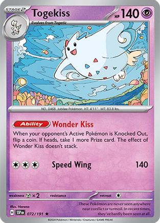 Togekiss 072/191 - SV08 Surging Sparks Holofoil - for just $0.08! 