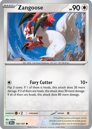 Zangoose 149/191 - SV08 Surging Sparks Reverse Holofoil - for just $0.05! 