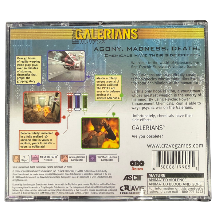 Galerians [MISSING MANUAL/INSERTS] – PlayStation 1 (PS1) - for just $154.99! 