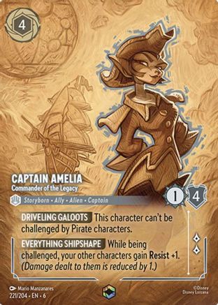 Captain Amelia - Commander of the Legacy (Enchanted) (221/204) - Azurite Sea Holofoil - for just $9.26! 