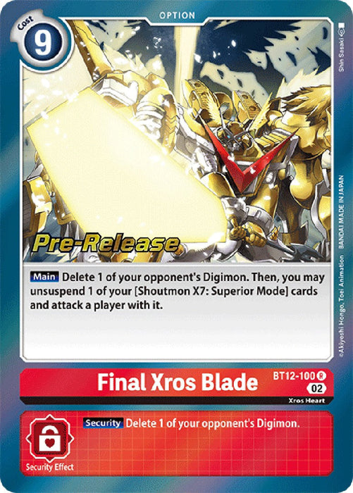 Final Xros Blade [BT12-100] [Across Time Pre-Release Cards] - Just $0.09! Shop now at Retro Gaming of Denver