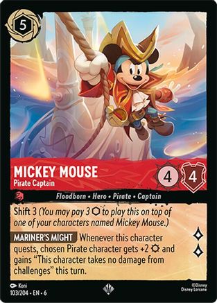 Mickey Mouse - Pirate Captain (103/204) - Azurite Sea Cold Foil - Just $0.45! Shop now at Retro Gaming of Denver